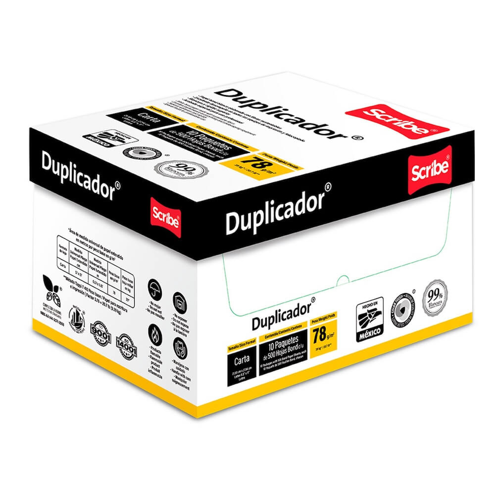 Caja de Papel Bond Scribe Duplicador Carta 99% de Blancura 78g 5000 Hojas