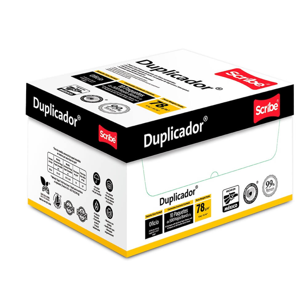 Caja de Papel Bond Scribe Duplicador Oficio 99% de Blancura 78g 5000 Hojas